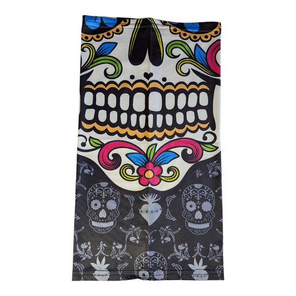 Neck Gaiter - Fishing Mask - Bandana - Sun Wind Dust Protection - Sugar Skull - Picture 1 of 4